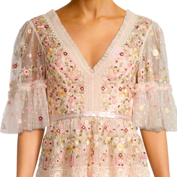 Needle & Thread Aramita Floral Lace Tulle Midi Dress (designer) size 4 US - Picture 2 of 16